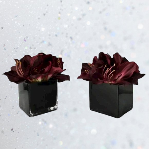 2 pc Set Amaryllis Artificial Flowers in Vase - Picture 1 of 11